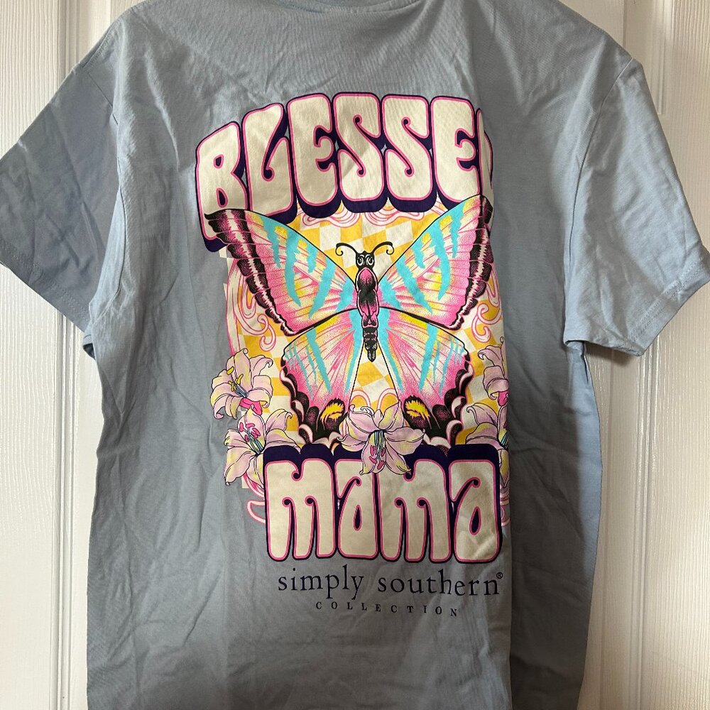 Simply Southern Women's SS Tee "Blessed Mama" Size L